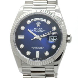 [3年保証/返品OK] ロレックス メンズ デイデイト 128239A ランダム番 K18WG ブルーオンブレ ダイヤインデックス 自動巻き 腕時計【中古】【送料無料】