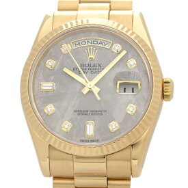 [3年保証/返品OK] ロレックス メンズ デイデイト 118238 Z番 K18YG メテオライト ダイヤインデックス 保証書付き 自動巻き 腕時計【中古】【送料無料】