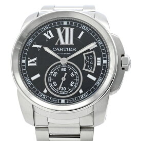 [3年保証/返品OK] カルティエ メンズ カリブルドゥカルティエ W7100016 シースルーバック カレンダー ブラック 自動巻き 腕時計【中古】【送料無料】