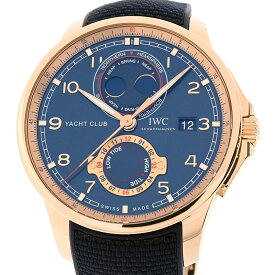[返品OK] IWC メンズ ポルトギーゼ ヨットクラブ ムーン＆タイド IW344001 K18RG 箱保 デイト ブルー 青文字盤 自動巻き 腕時計【中古】【送料無料】