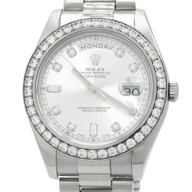 [3年保証/返品OK] ロレックス メンズ デイデイト2 218349A V番 K18WG 保証書付き ベゼルダイヤ ホワイトゴールド 自動巻き 腕時計【中古】【送料無料】