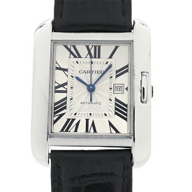 [3年保証/返品OK] カルティエ メンズ タンクアングレーズ LM W5310031 K18WG タンクアングレーズLM 日付 シルバー 自動巻き 腕時計【中古】【送料無料】