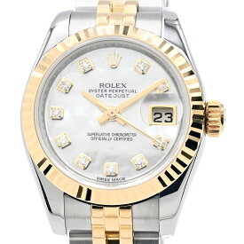 [3年保証/返品OK] ロレックス レディース デイトジャスト 179173NG G番 ダイヤインデックス シェル文字盤 自動巻き 腕時計【中古】【送料無料】