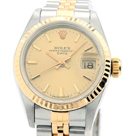[3年保証/返品OK] ロレックス レディース デイトジャスト 69173 8番台 SS/K18YG バーインデックス ゴールド文字盤 自動巻き 腕時計【中古】【送料無料】