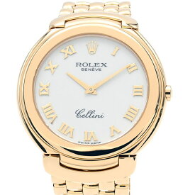 [3年保証/返品OK] ロレックス メンズ チェリーニ 6623 E番 K18YG ローマンインデックス ホワイト 白文字盤 クオーツ 腕時計【中古】【送料無料】