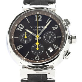 [3年保証/返品OK] ルイヴィトン メンズ タンブール Q1121 クロノグラフ カレンダー ブラウン 茶色文字盤 自動巻き 腕時計【中古】【送料無料】