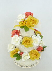 造花/ビタミンカラー　3段 フラワーケーキ 【誕生日】【結婚祝い】【ケーキフラワー】
