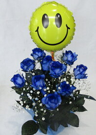 【バルーンフラワー】 シルバーラメブルーローズ 【青いバラ】【ブルーローズ】【結婚祝い 花】【誕生日 花】