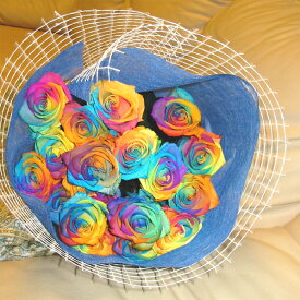 楽天市場 レインボーローズ ブーケの通販