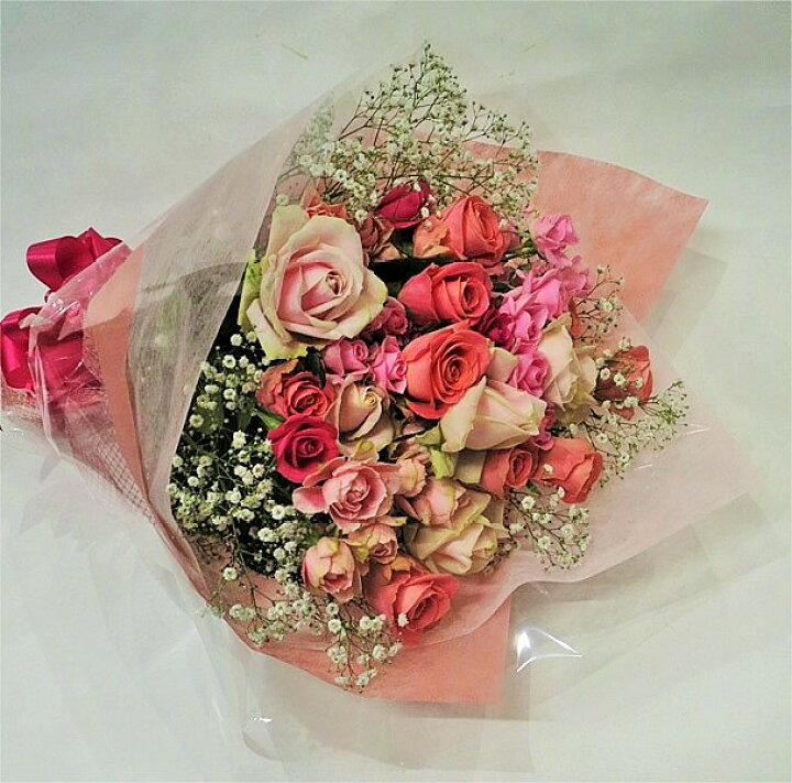 楽天市場 バラの花束 ピンクローズブーケ フラワーギフト ブルーマート