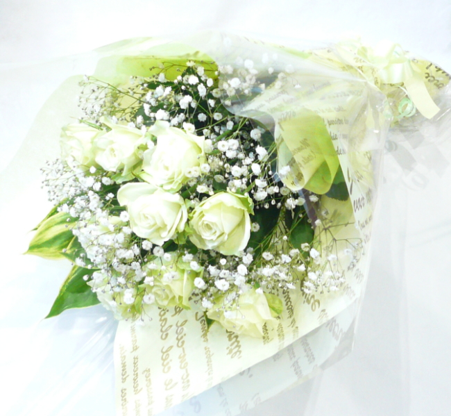 花言葉 あなたは希望を持ちえる バラの花束 グリーンローズ花束 緑のバラ 結婚祝い 花 誕生日 １０本とかすみ草