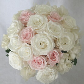 プリザーブドフラワー/ウエディングブーケ/ブライダルブーケ/アジサイブーケ ホワイト＆ピンク