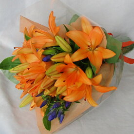 オレンジユリブーケ スカシユリ花束