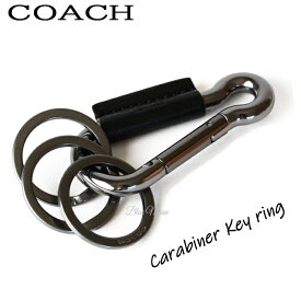 コーチ COACH キーホルダー メンズ カラビナ キーリング 本革 ブラック アウトレット F64769 BLK ブランド コーチ BOXでギフト選択可