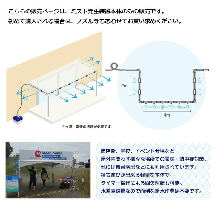 楽天市場 丸山製作所 ミスト発生装置 ユニバーサルミスト Mum602 本体のみ ノズル別売り 水道直結機 ボクらの農業ec楽天市場店