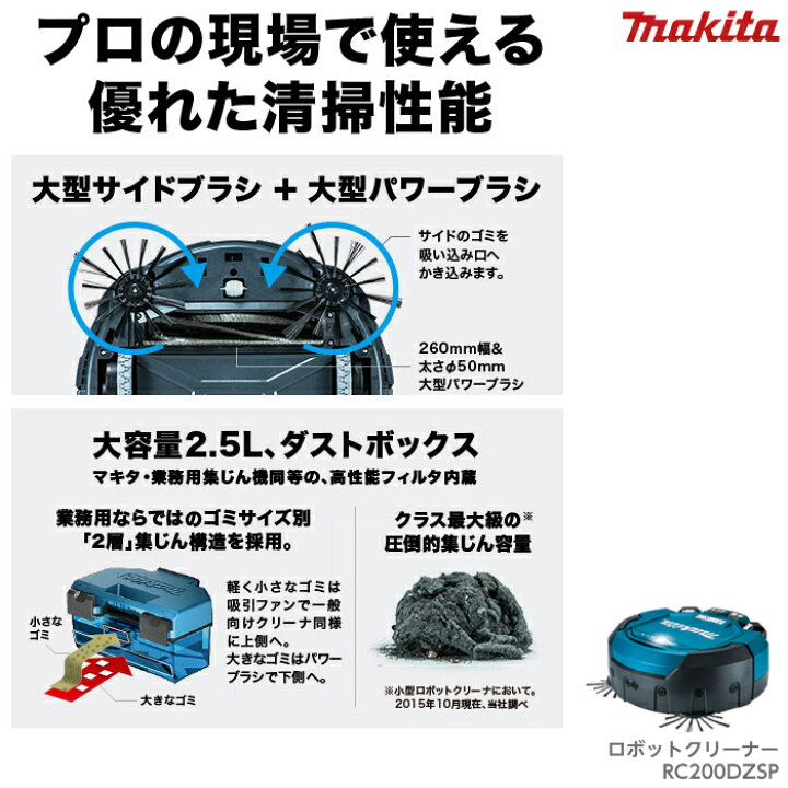 楽天市場】マキタ makita ロボットクリーナー 本体のみ RC200DZSP 