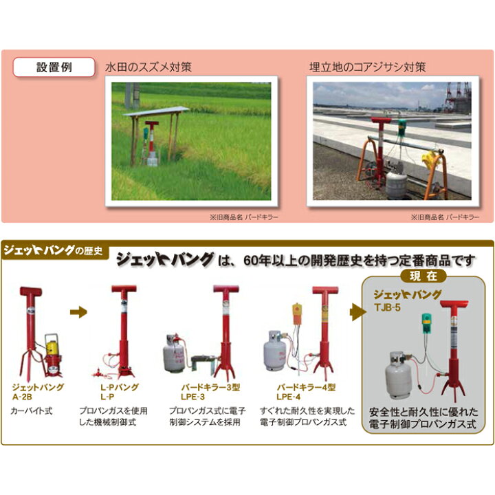 楽天市場】タイガー 爆音機 ジェットバング TJB-5 5型 鳥よけ 鳥害 防 