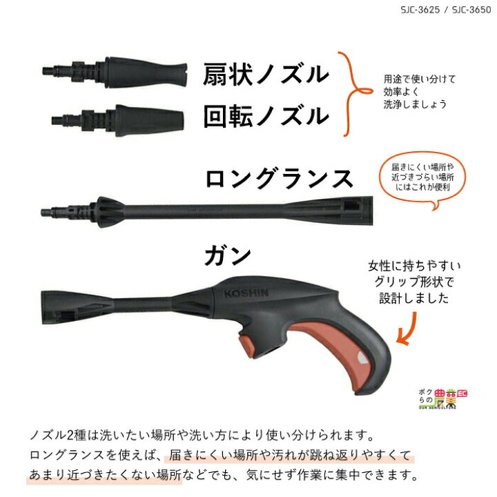 楽天市場】高圧洗浄機 工進 充電式 セット商品 給水タンクセット SJC 