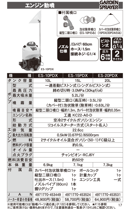 楽天市場】エンジン噴霧器 背負式 噴霧器 動噴 動力噴霧器 工進 ES