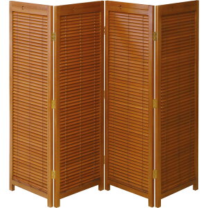 【法人のみ無料配送】パーテーション 衝立 4連 高さ135cm 低い 木製 天然木 桐 ブラウン モダン 和風 組立簡単 軽量 自立型 おしゃれ リビング オフィス 間仕切り 目隠し 通気性 デザイン 実用