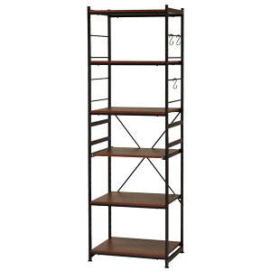 スチールラック おしゃれ 6段 幅60 キッチン キッチン ラック レンジ台 食器棚 スリム キッチンボード 収納 オープンラック ナチュラル ブラウン SSR-58R