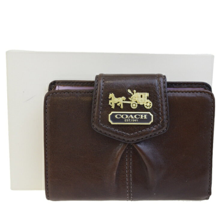 楽天市場】【中古】 美品 コーチ COACH 二つ折り 財布 馬車柄 ブラウン 