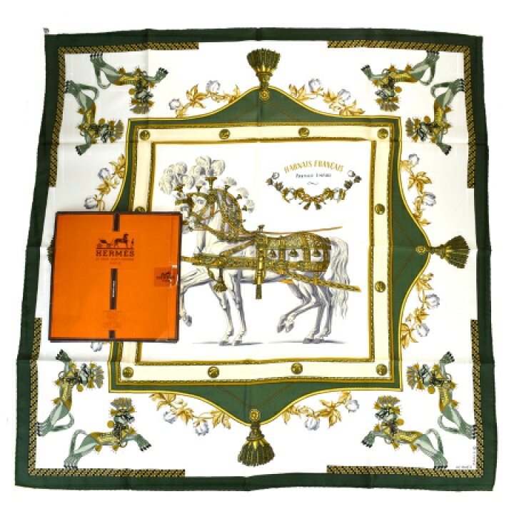 HERMES エルメス スカーフ カレ90 フランス初代帝国のハーネス シルク