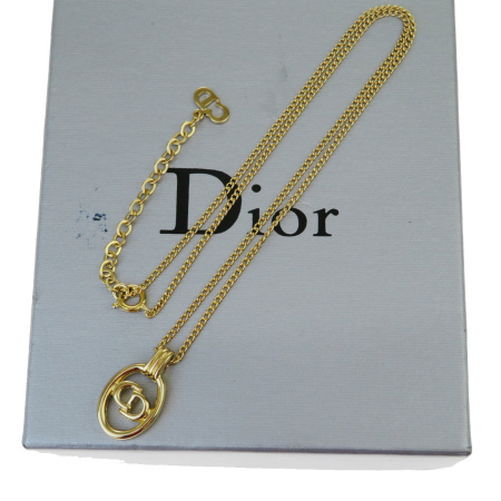 【中古】 超美品 クリスチャンディオール Christian Dior ネックレス ペンダント ゴールド メタル 保存箱付き 04MC899 | ブーム
