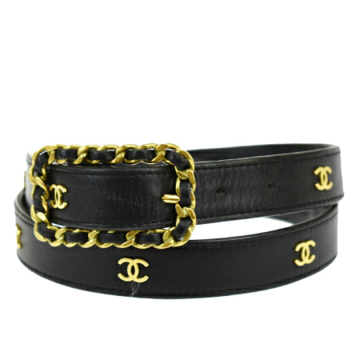 シャネル CHANEL ベルト 3連チェーンベルト 70/28 ブラック 