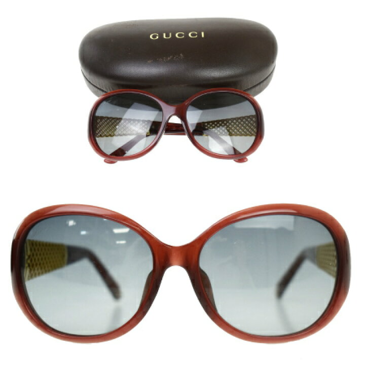 楽天市場】【中古】 美品 グッチ GUCCI サングラス ブラウン ゴールド  