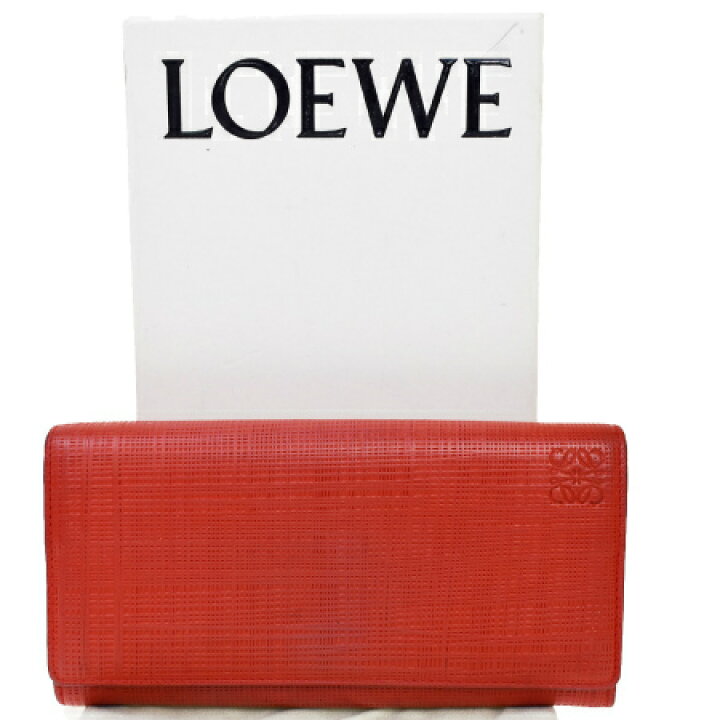 楽天市場】【中古】 ロエベ LOEWE 二つ折り 長財布 レッド レザー 保存  