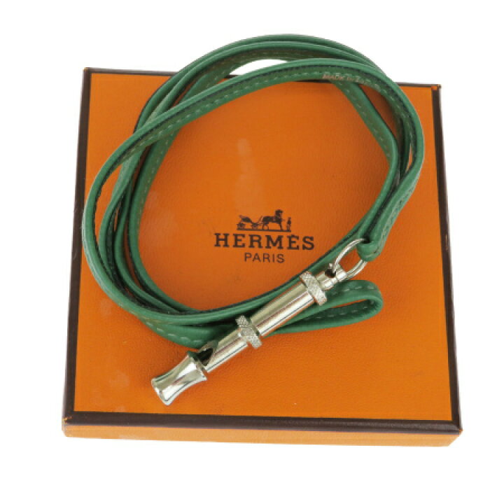 美品】HERMES エルメス 犬笛 ホイッスル 磨ぐ シフレ レザーネックレス 