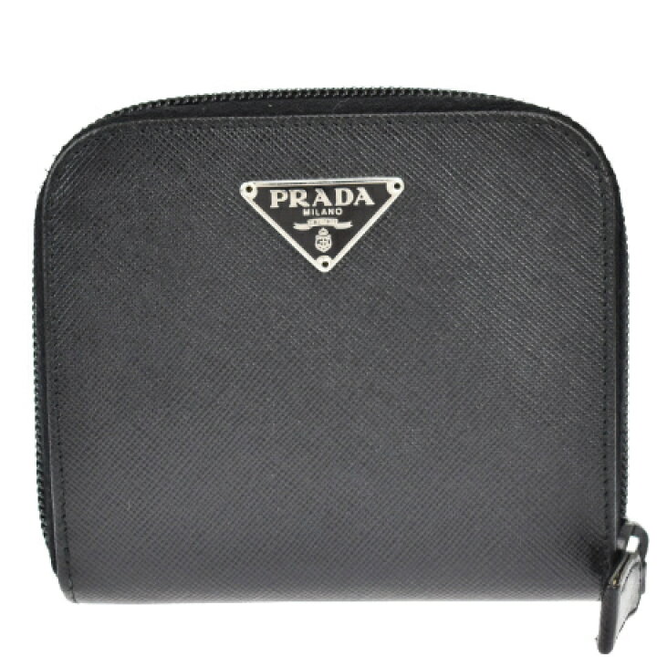 プラダ サフィアーノ レザー ジップラウンド 二つ折り財布 PRADA 美品  