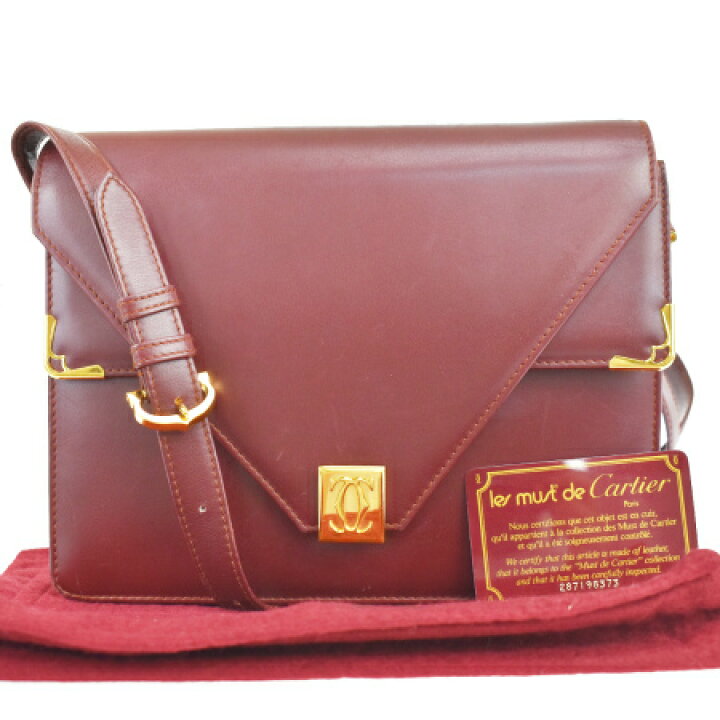 中古】 カルティエ Cartier マスト ショルダーバッグ ダブルフラップ 