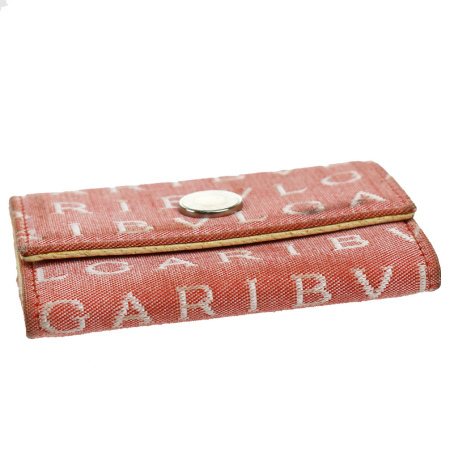 中古 中美品 ブルガリ BVLGARI ロゴマニア コインケース 小銭入れ 財布 ピンク キャンバス レザー 03BW044 : ブーム