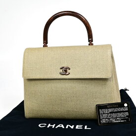 【中古】シャネル CHANEL CC ロゴ ハンド トートバッグ コーティング キャンバス ベージュ ブラウン フランス製332RJ872