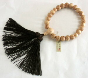 男性用用略式唐木(木製)数珠 京念珠■高野槙22玉■正絹(シルク)頭房 【桐箱付】【銘木・天然古木シリーズ】