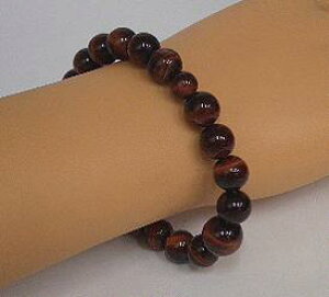パワーストーンブレスレット 天然貴石■赤虎目石(赤虎眼・レッドタイガーアイ)数珠ブレスレット仕立 【主玉10ミリ】■Pケース入り