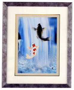 額装品・パネル額装■ 昇鯉 ■北秀生作 銅製 紙箱入【高岡銅器】