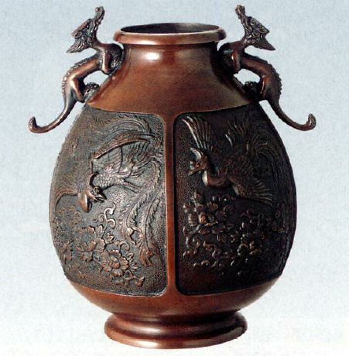 楽天市場】花器・花瓶□ 花器 竜耳間取(桐鳳凰) □坂田七太郎作 青銅  