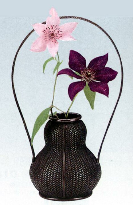 楽天市場】花器・花瓶□ 網代花器 瓢型 □瑞峰作 青銅(ブロンズ)製 