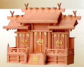 お宮　神棚　神殿■　檜製　屋根違い三社　中　■檜製神殿【日本製】