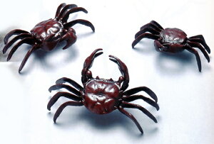 庭園置物■ 甲丸かに(三匹組) ■青銅(ブロンズ)製 【高岡銅器】