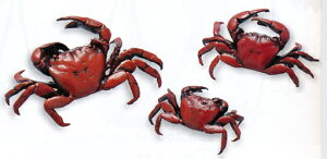 庭園置物■ かに(三匹組)赤 ■青銅(ブロンズ)製 【高岡銅器】