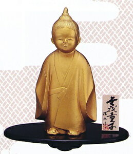 置物 ■ 無我童子 金色 中 ■環水作 鉄製 敷板・木札付 紙箱入り【高岡銅器】