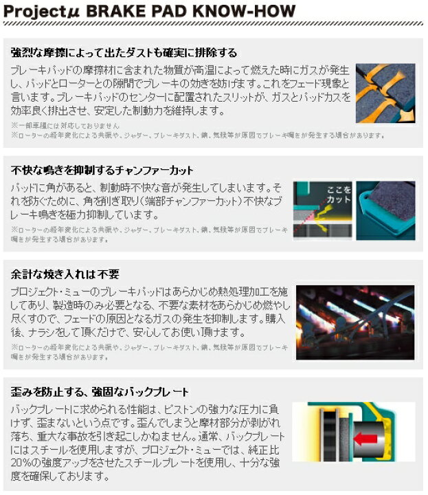 楽天市場】Projectμ(プロジェクトミュー) TYPE HC+ ブレーキパッド 