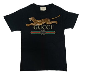 グッチ Tシャツ レオパード アップリケ XSサイズ オーバーサイズ ダメージ加工 GUCCI ロゴ プリント メンズ ホワイト 白 半袖 GUCCI 493117 【中古】