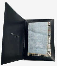 未使用 バーバリー ハンドタオル ミニタオル ハンカチ マーク タオル ブルー チェック 綿　コットン 100％ メンズ BURBERRY　【中古】