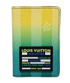 未使用 ルイ ヴィトン LOUIS VUITTON カードケース ダミエ ストライプ 名刺入れ オーガナイザー ドゥ ポッシュ M81320 RFID Pocket Organizer 【中古】
