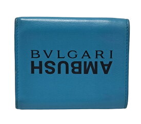 ブルガリ 財布 AMBUSH コラボ セルペンティ 三つ折り ブルー レザー メンズ レディース コンパクト BVLGARI 290361 【中古】